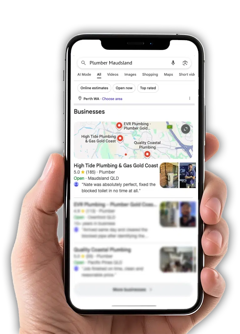 Lead Generation Systems for Tradies On A Mobile Phone and Google My Business Profile